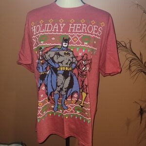DC Comics Holiday Heroes Red T-Shirt Xl